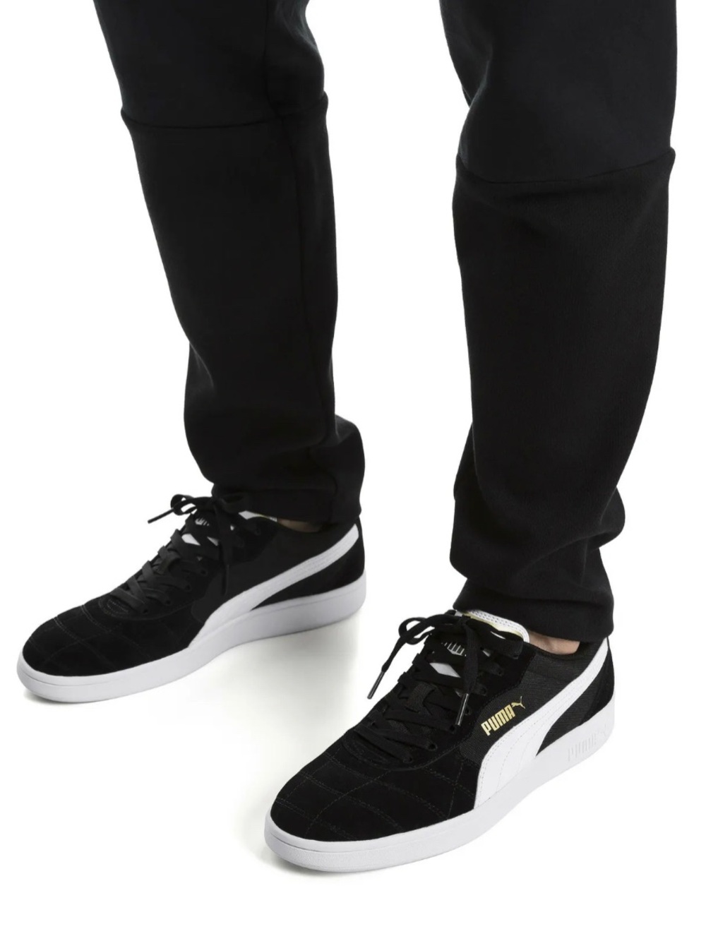 Puma Black & White Suede Low-Top Sneakers Size 9.5 - Picture 4 of 4